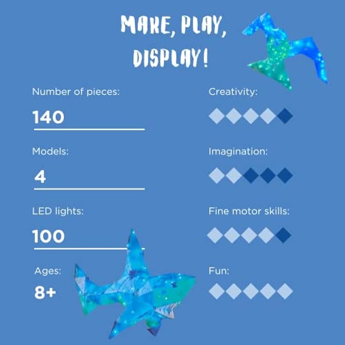 SHIMMER SHARK & OCEAN PALS - CREATTO - VERSATILE BUILDING SYSTEM - 3D LIGHT UP MODEL FOR KIDS, AGES 8+ - 03522 - Image 3